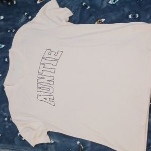 "AUNTIE" graphic tee.